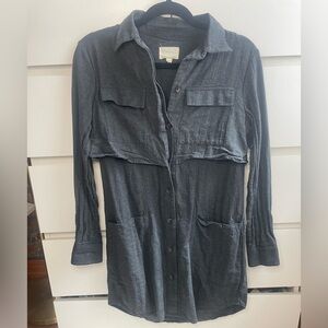 Grey linen pocketed Billy Reid shirt dress